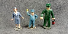 3 Train Model Airplane Stewardess Conductor Engineer Unknown Vintage Toy Figure