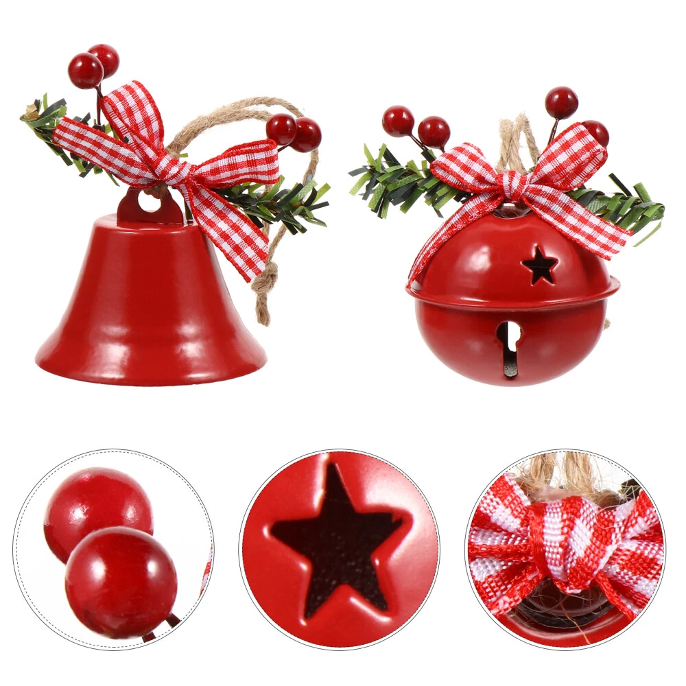 Tag Set of 3 Classic Artisan-Made Hanging Red Bells