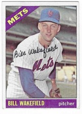 BILL WAKEFIELD 1966 TOPPS AUTOGRAPHED SIGNED # 443 NEW YORK METS