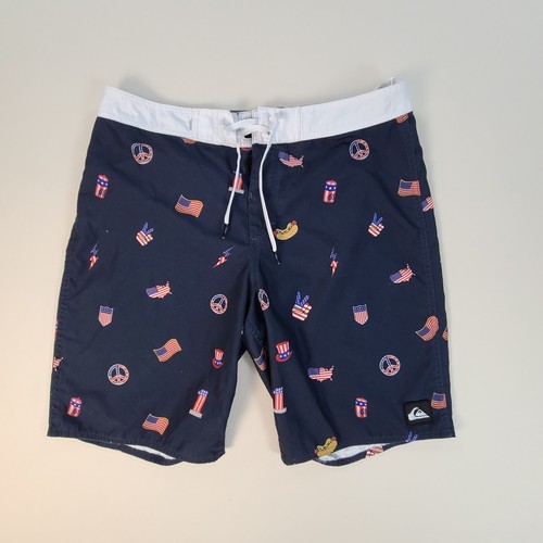Quiksilver Mens Swim Trunks Adult Size 32 Blue Boardshorts Bathing Suit