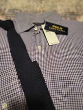  150 Polo Ralph Lauren Shirt, Purple Gingham w/ Navy Windowpane, Sz L, NWT 