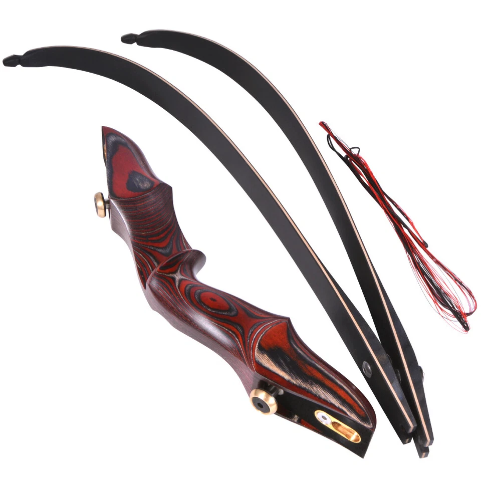 58'' Recurve Bow Set Takedown 20-50lbs Wooden Bow Limbs Archery Hunting Target - Image 3 of 4