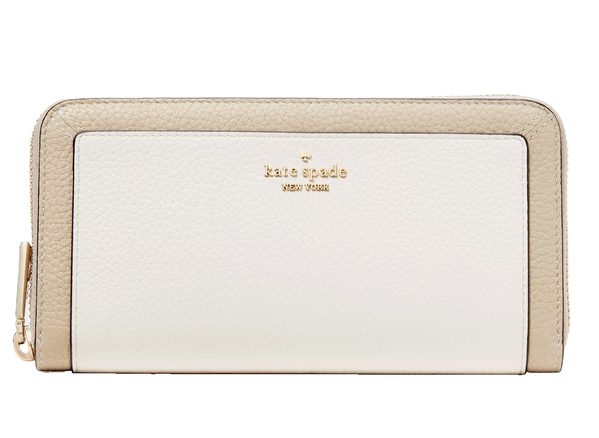 New Kate Spade Lena Colorblock Continental Wallet Light Sand Multi