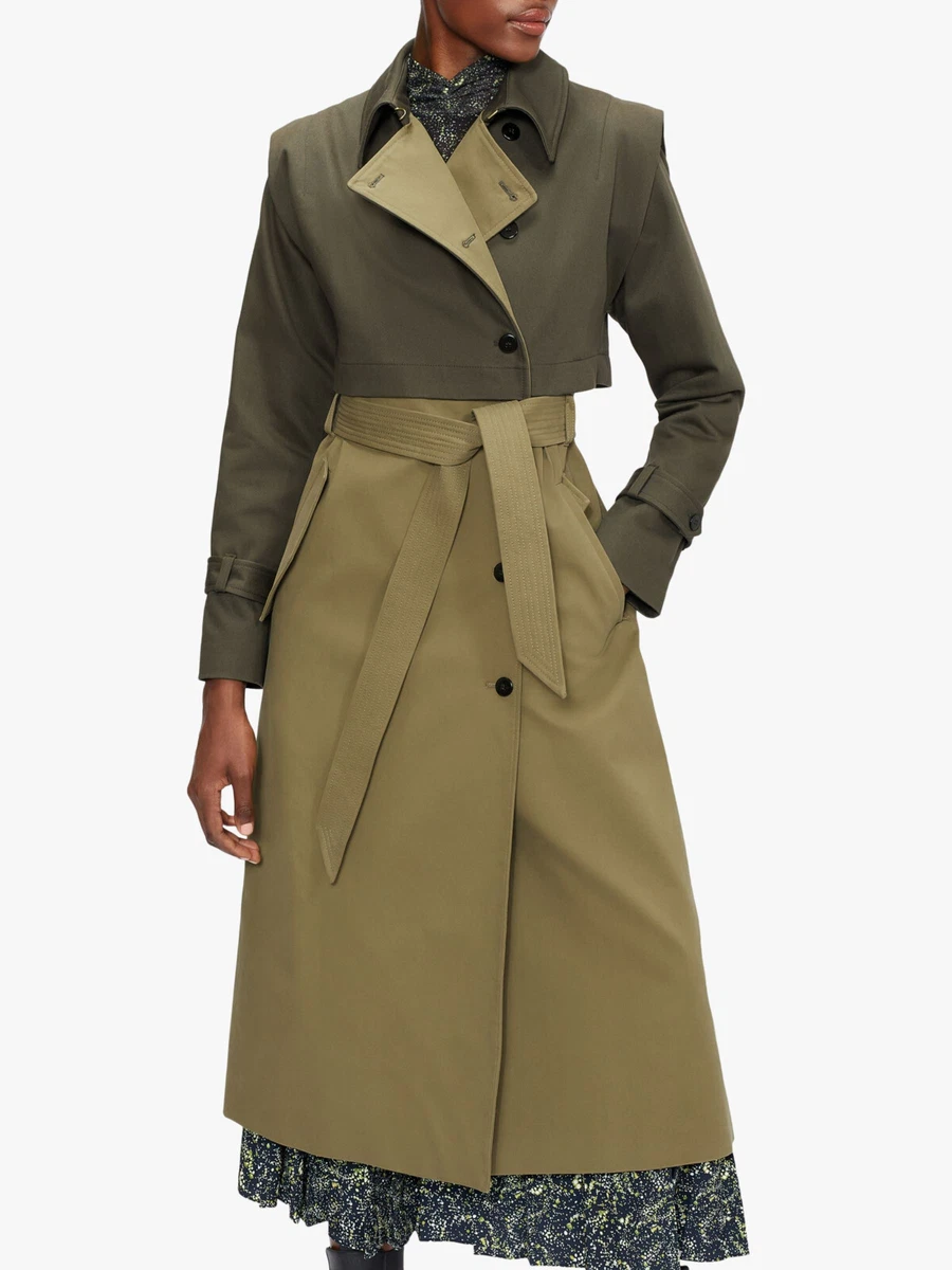 NWT TED BAKER London Blocked Cotton MAC Trench Coat Military/Olive