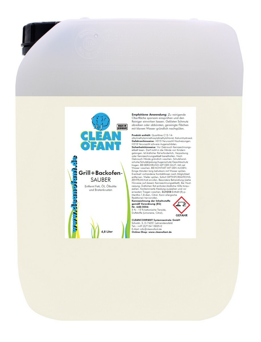 CLEANOFANT Limpiadores de Parrilla Horno 4,8L Backofenspray Cristal Chimenea