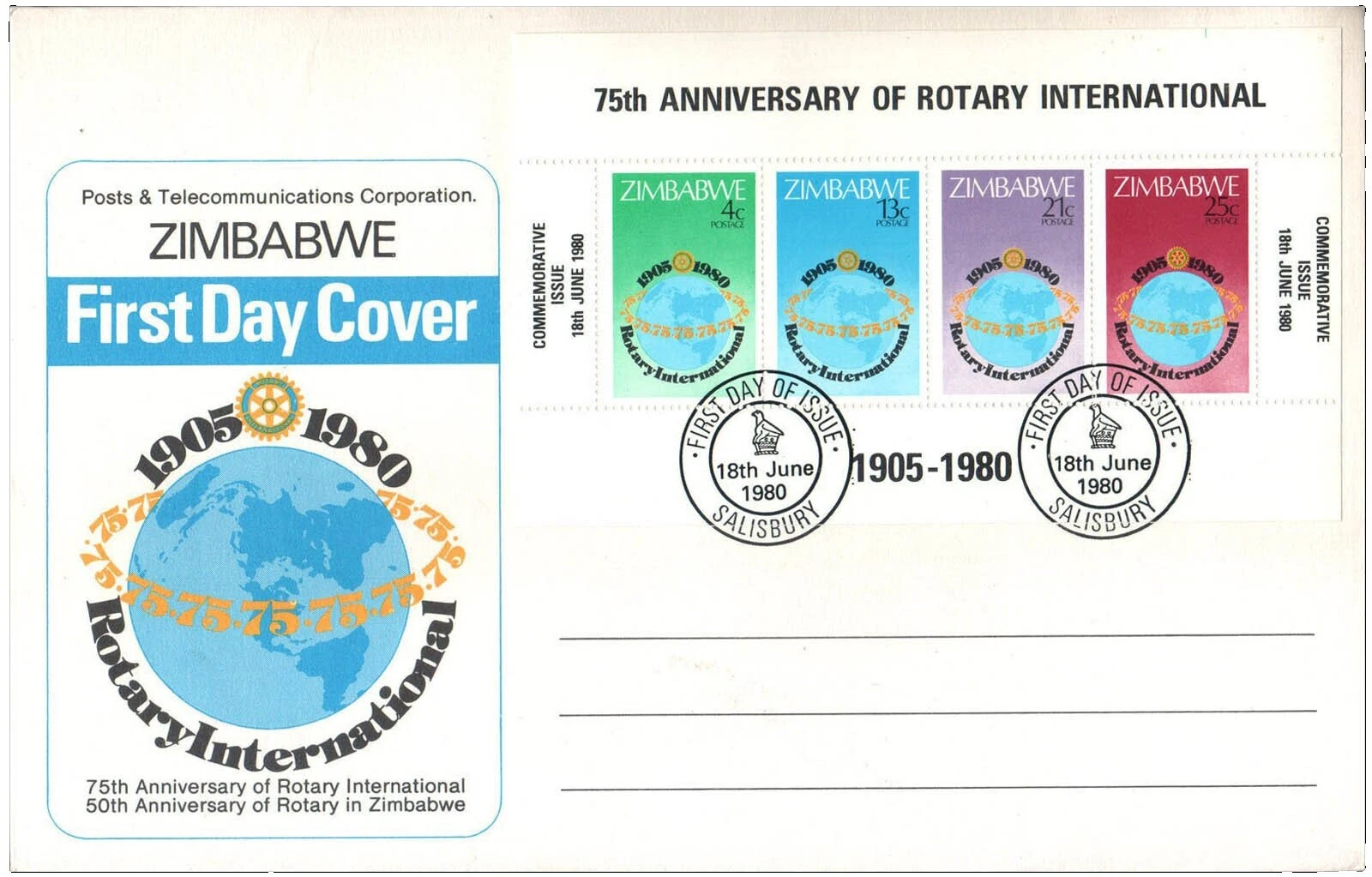 Rotary International First Day Cover African Stamps
