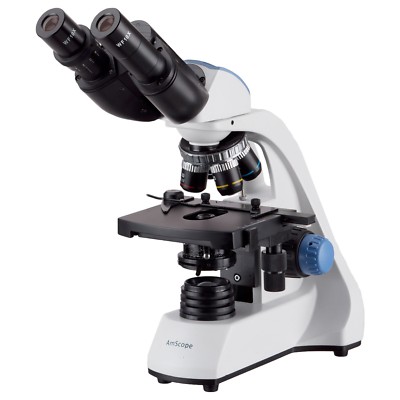AmScope 40X-2500X LED Binocular Compound Microscope w 3D Two-Layer Mechanical St