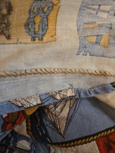 Vintage Waverly Fabric Around The Cape Curtain Panel Nautical Sailing Ships - Picture 5 of 7