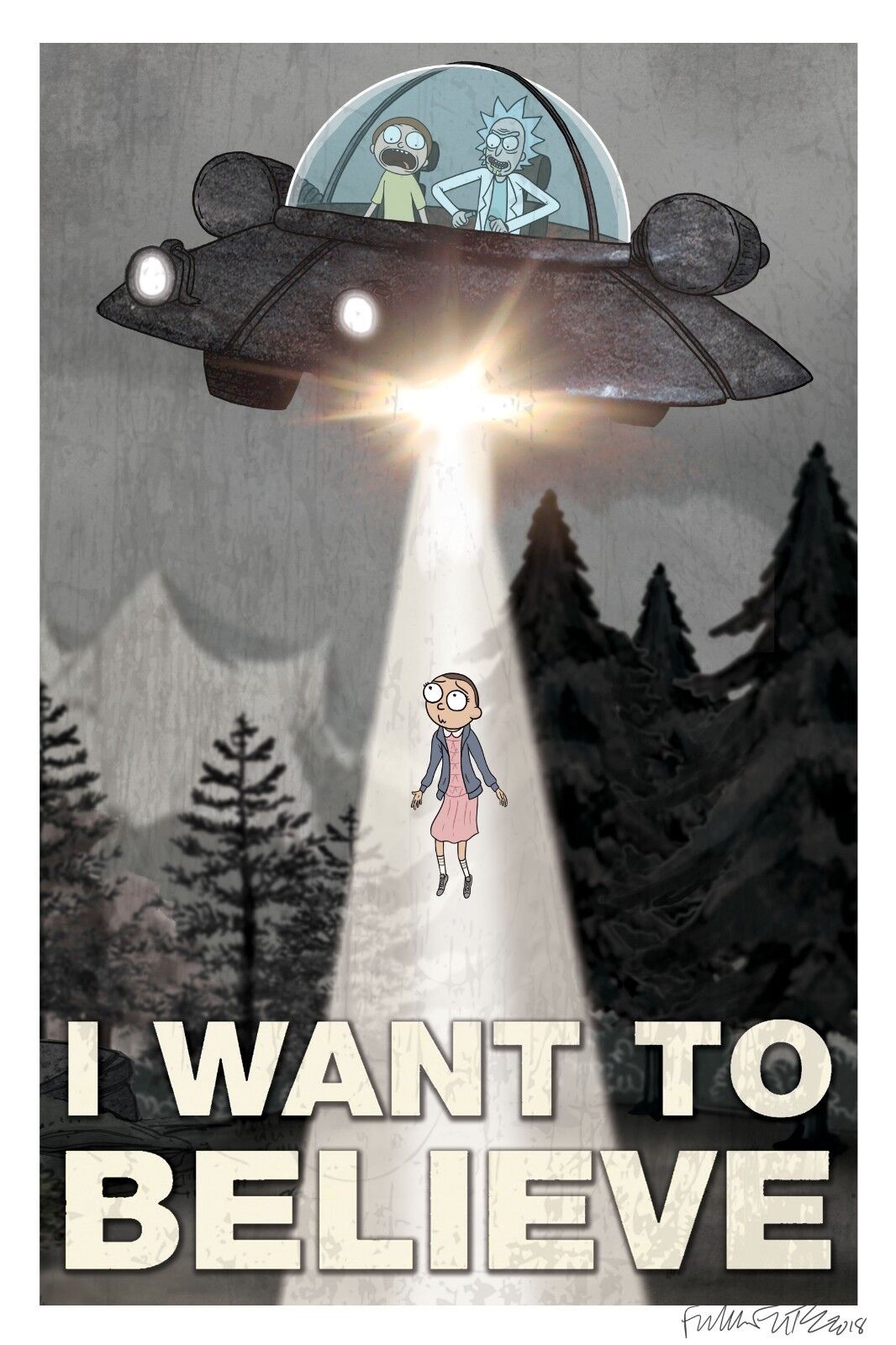  POSTER STOP ONLINE Rick and Morty - TV Show Poster/Print (UFO -  I Want to Believe) (Size 24 x 36) : Office Products