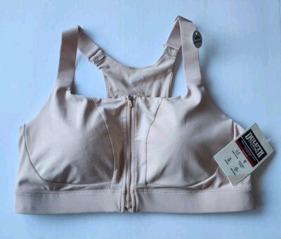 Duluth Trading Women Adjustabust High Impact Zip Sport Bra Wireless Beige 14 NWT