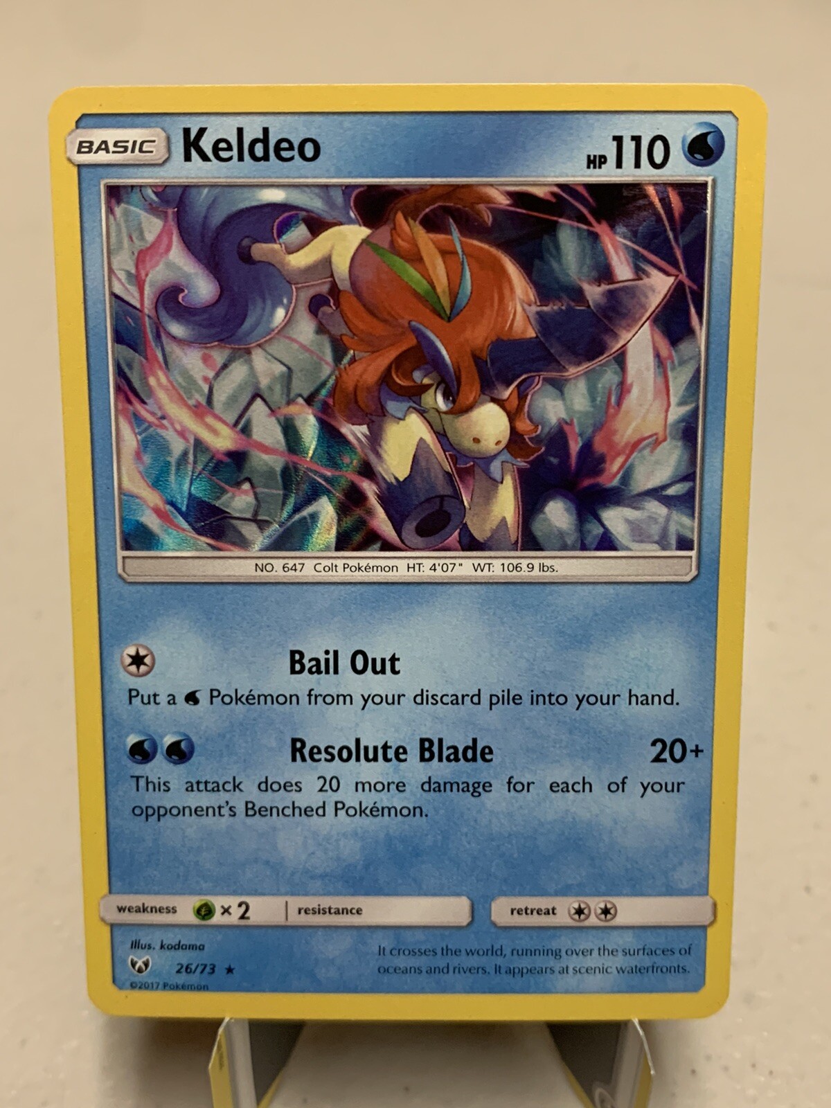 Pokemon Card Keldeo 26/73 Holo Rare - Shining Legends 2017 NM-Mint