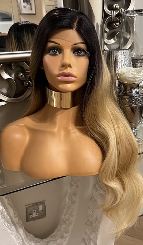 Blonde Lace Front Wig Ombré Blonde Chestnut Side Part Bodywave Wig Curly Ombré - Picture 4 of 11