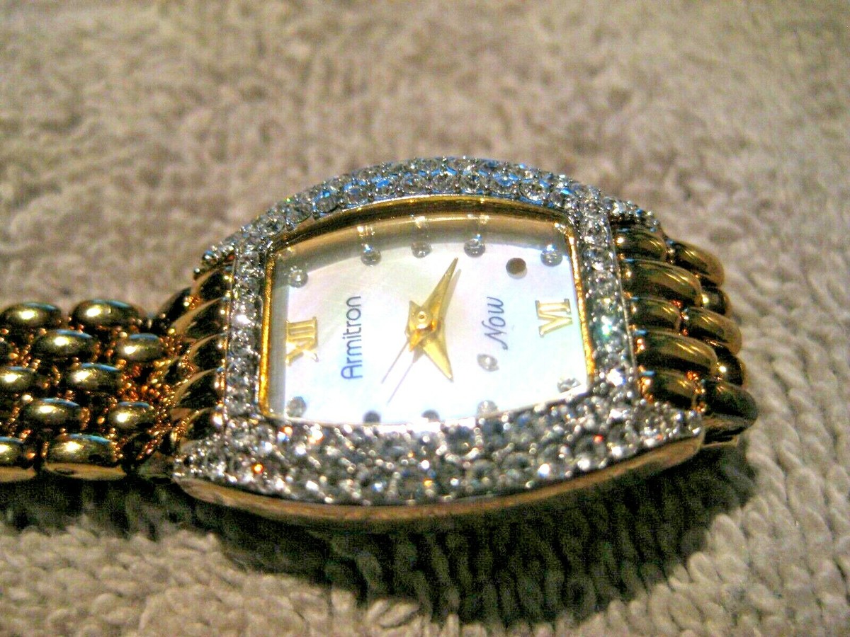 Armitron Now Gold-tone round mother of pearl face Quartz Watch Armitron Watch Ladies Quartz Analog White MOP Dial  main image 4