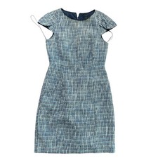 J. Crew Women's Blue Tweed Cap sleeves Career Pencil Dress Size 6