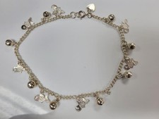Fish & Ball Chimes Sterling Silver Anklet ~ 10" ~ 11grams ~ 2-E197