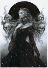 original drawing A3 133DrO art pastel modern Queen of the Dead