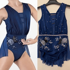 WEISSMAN custom solo Dance Costume navy blue Boardwalks SH12517 IC- child 7/8