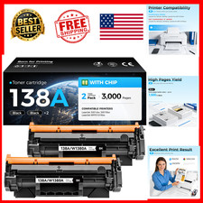 Toner Cartridge 2 Pack with Chip for LaserJet Pro 3001dw 3101fdw W1380A 138A