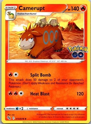 Camerupt Uncommon Pokemon GO 014/078 LP