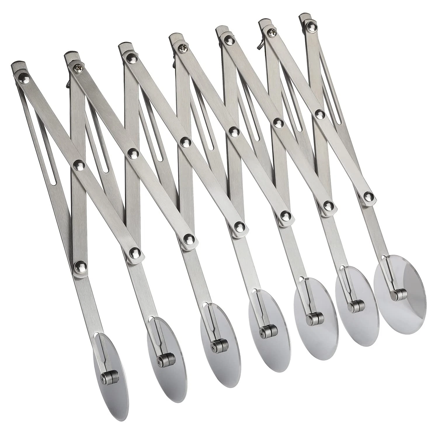 7 Wheel Pastry Cutter Roller Stainless Steel Pizza Slicer Multi-Round Dough C...
