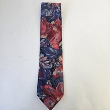 Vintage Wembley Floral Tie 100% Polyester Made In USA Multicolored Preppy R0338