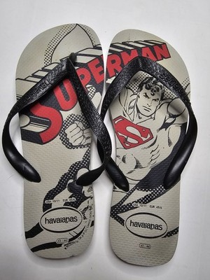 Havaianas Superman TM DC Comics  Mens Flip Flops Size 10-11 Brand New Grey/Blk