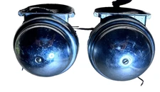 Vintage TRIUMPH OEM Chrome Dual Clear Hooter HORNS w Horn Bracket  2733 B3 1004A