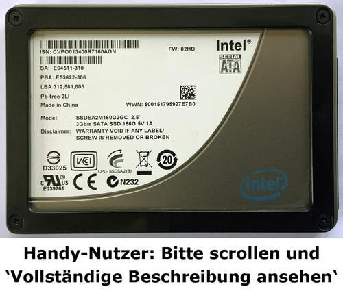 160GB Intel X25-M 2.5" SATA II SSD (SSDSA2M160G2GC) | aktuelle FW | SMART 👍