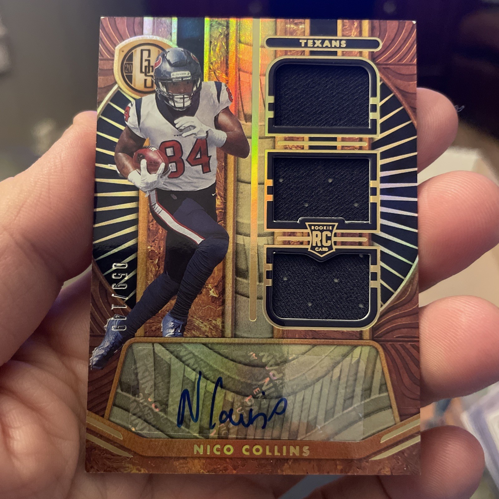 Nico Collins 2021 Gold Standard Patch Auto 59/149 Houston Texans