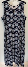 NWT Talbots Plus Women’s 2X Maxi Knit Tank Dress Navy Floral Sleeveless Keyhole