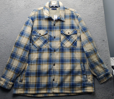 Nautica Flannel Shacket Mens 3X Multi Plaid Soft Sherpa Lined Button Up Z47175