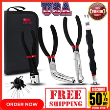 【5-Pcs Kit】Electrical Disconnect Pliers Set w/Gloves - Auto Connector Tool fo...