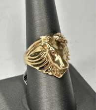 14 Karat massiver Goldring Löwe