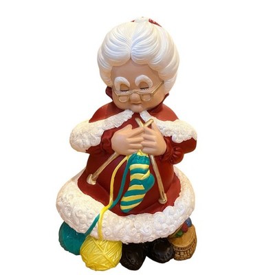 VTG Ceramic Christmas Mrs Claus Large Figurine Flocked/Felted Atlantic Mold Rare