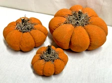 Flat Orange Pumpkins/Fall/Halloween/Bowl Fillers/Set of 3/Farmhouse