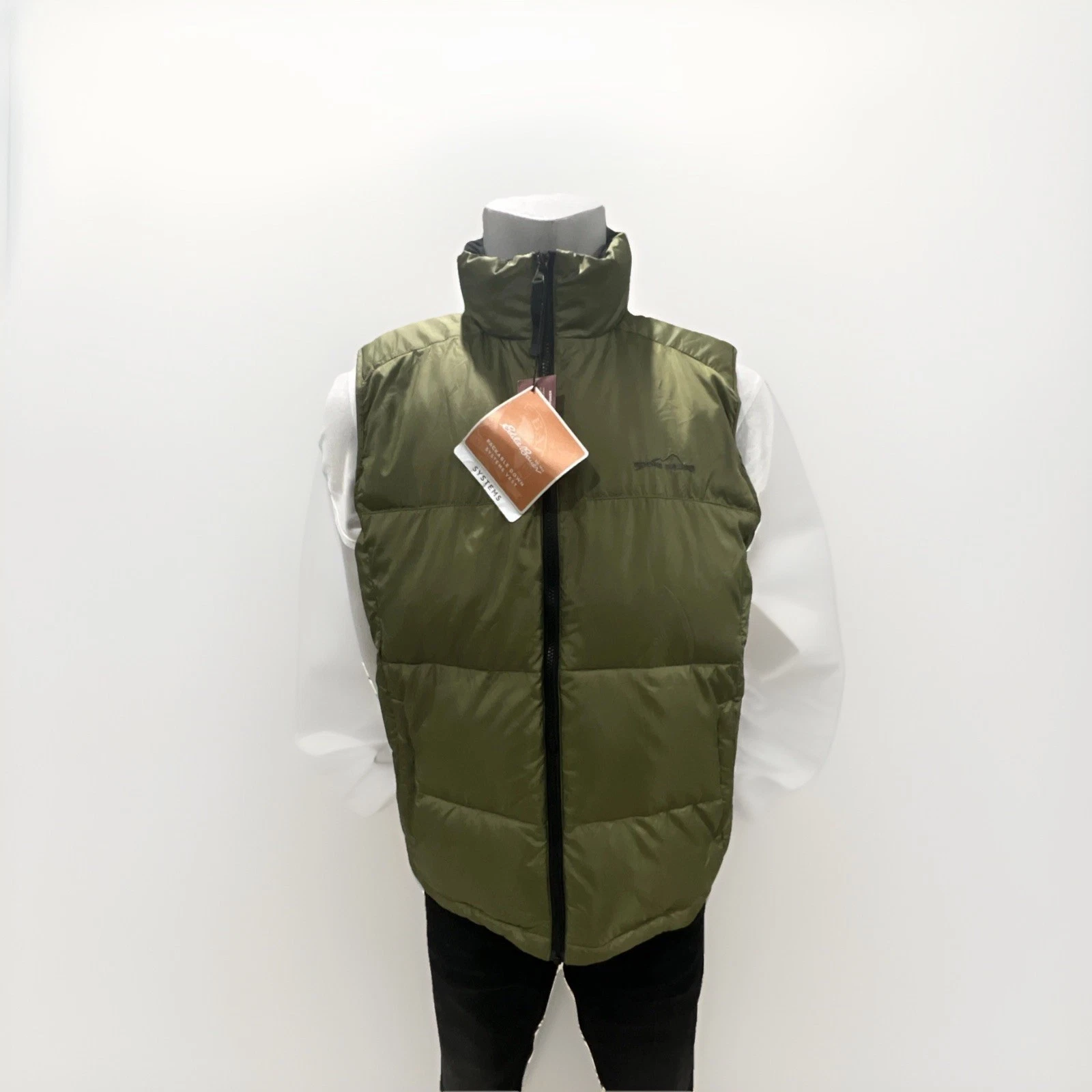 Eddie Bauer Goose Down Gilet L Green USA Heritage Outdoor Puffer Vest BNWT