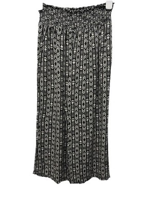 Eye Candy Wide Leg B & W Print Rayon Pants Elastic Waist Small EUC