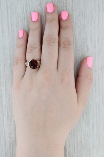 8.90ctw Turmalina Anillo con Diamante 18k Oro Amarillo Talla 8 Cóctel - Imagen 8 de 10
