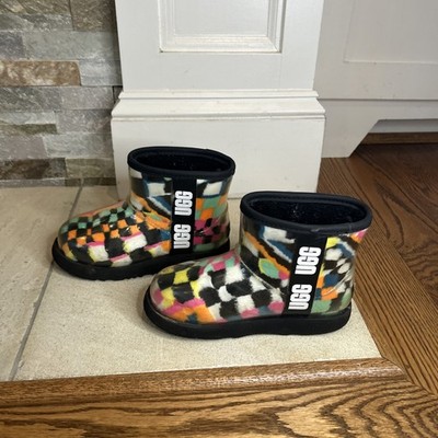 Ugg Classic Boot Clear Mini Checks Waterproof Multicolor Sz 13 S/N 1134910K 3F