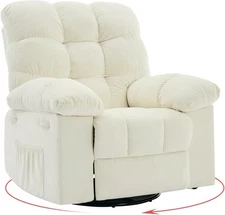 Oversized Swivel Rocker Recliner Chair for Adult,360° Swivel Rock Recliner