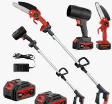 3-in-1 Cordless Pole Saw, Chainsaw, And Leaf Blower with A5.8-foot , 2 Batteries