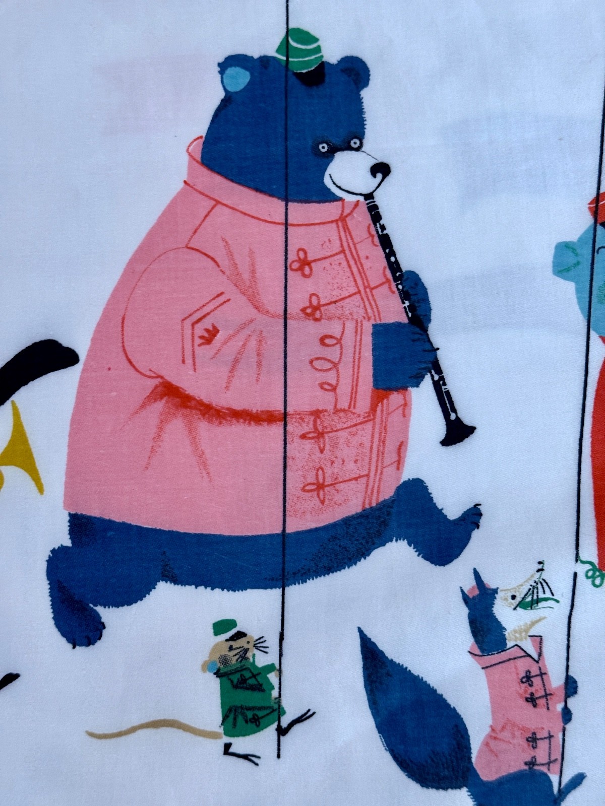 1950’s Musicians of the JUNGLE Novelty Mid Century Barkcloth  Era Vintage Fabric