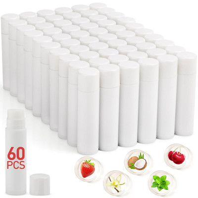 60 Pack Lip Balm Unlabeled, Natural 1 Count (Pack of 60), E-60 