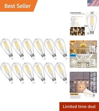 12-Pack Vintage 7W ST58 LED Edison Light Bulbs 60W Equivalent, 850Lumens, 300...