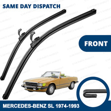 Front Windscreen 20" 20" Flat Aero Wiper Blades Pair for Mercedes SL 1974-1993