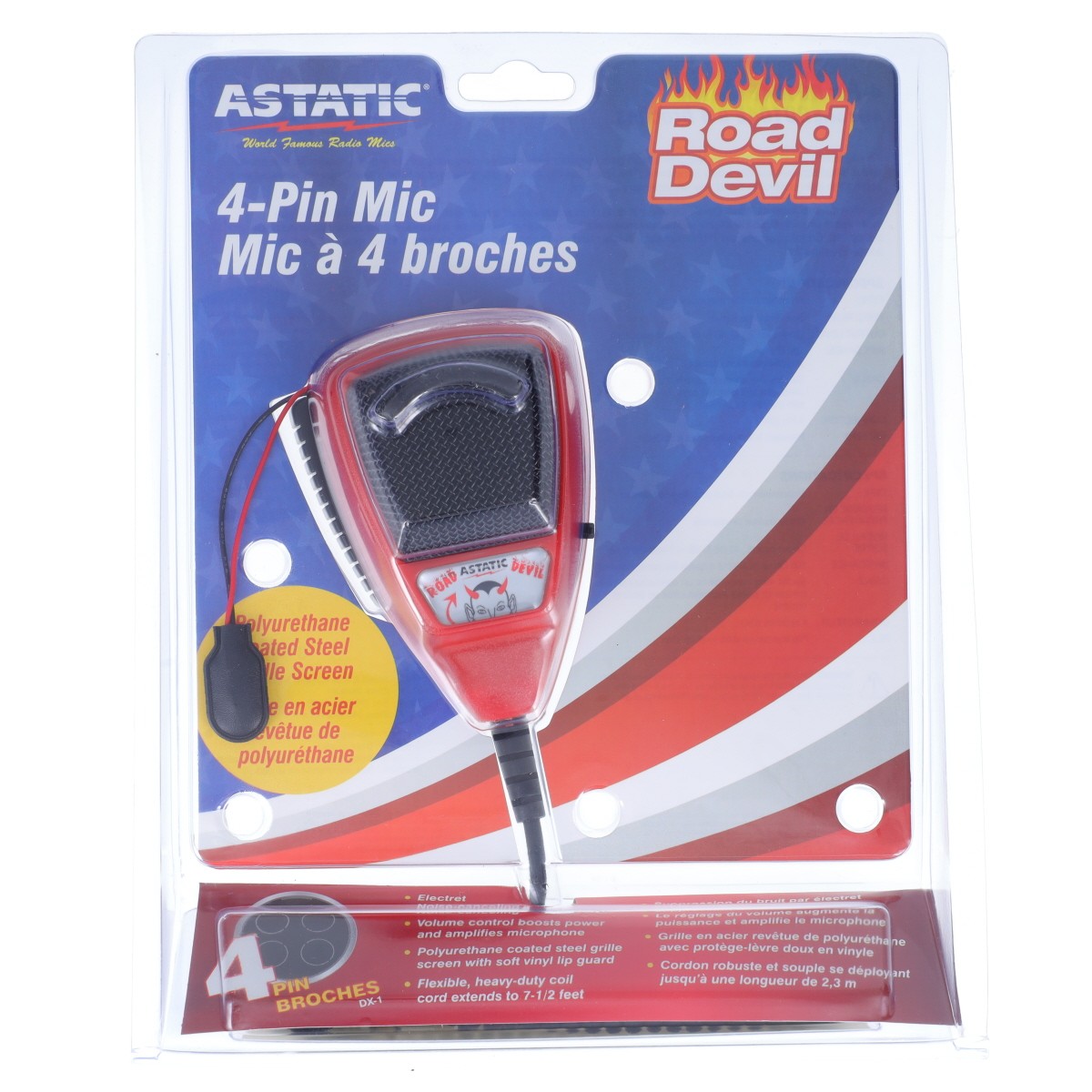 Astatic Road Devil Amplified 4-Pin CB Microphone RD104E Road Devil