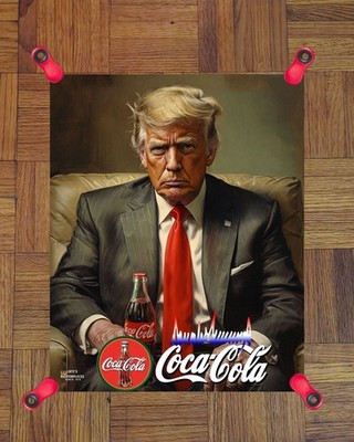 COCA COLA, Donald Trump Enjoying Coca ADVERTISEMENT  2022 ART Poster 16x20 
