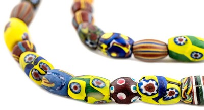 Oval Antique Venetian African Millefiori Trade Beads #15796 10mm Ivory Coast