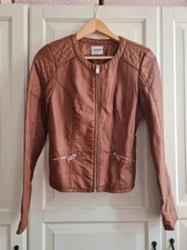 Pimkie Kunstleder Jacke Cognac Braun Größe XS/34 Neuwertig