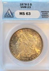 1878-S VAM-23   ANACS MS-63   golden rim toned   Morgan Silver Dollar   #335
